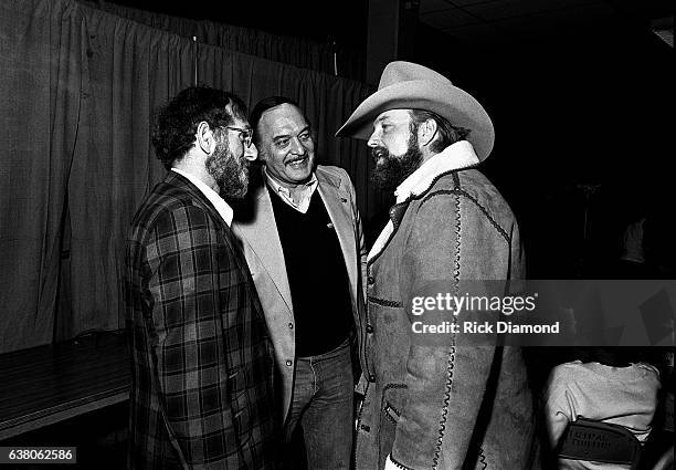 Nashville Guest, Donald Dempsey GM Epic Portrait Associated Labels and Charlie Daniels backstage during Charlie Daniels Volunteer Jam VII at the...