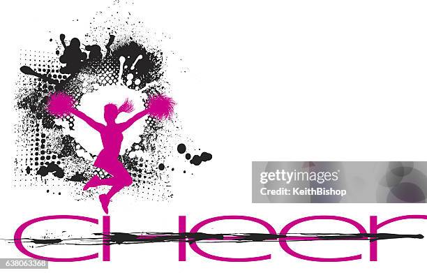 cheerleading grunge grafik - cheerleader silhouette stock-grafiken, -clipart, -cartoons und -symbole