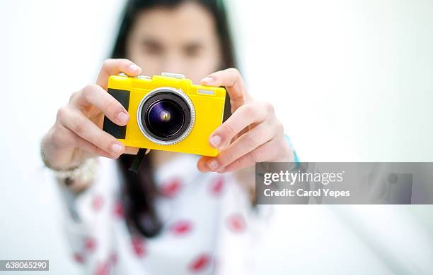 yellow camera - toy camera stock pictures, royalty-free photos & images