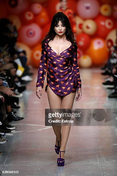 Daisy Lowe walks the runway at the Katie Eary show during London Fashion Week Men's January 2017 collections at BFC Show Space on January 7, 2017 in...