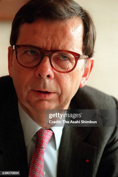 Renault Chairman Louis Schweitzer speaks during the Asahi Shimbun interview at a hotel on March 29, 2000 in Tokyo, Japan.