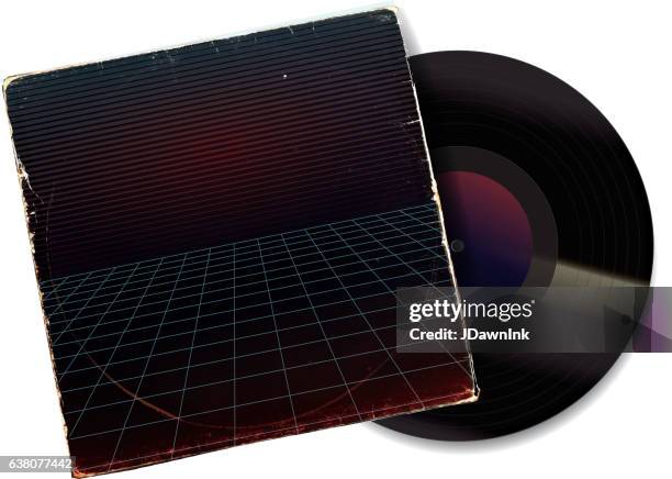80s style vintage worn vinyl record sleeve - record sleeve stock illustrations