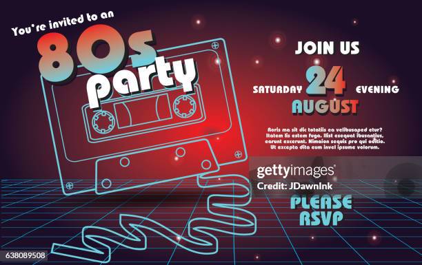 retro 80s party invitation design template - 1980 2017 stock illustrations