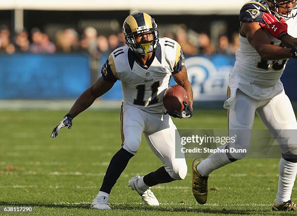 Wide receiver Tavon Austin of the Los Angeles Rams carriea the ball in the second quarter against the Arizona Cardinals at Los Angeles Memorial...