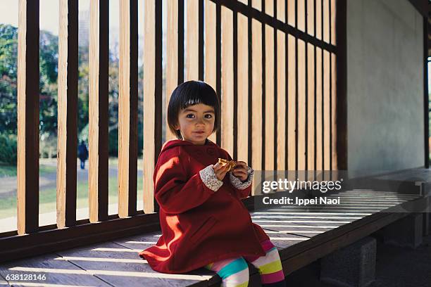 Portrait of a mixed race toddler girl looking at camera