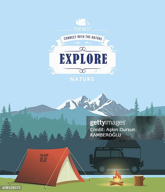 campsite - camping campfire stock illustrations
