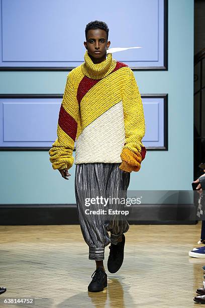 Model walks the runway at the J.W.Anderson designed by Jonathan Anderson show during London Fashion Week Men's January 2017 collections at BFC Show...