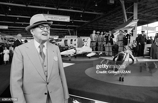 Marcel Dassault lors du 33ème Salon International de l'Aéronautique et de l'Espace au Bourget, France, le 9 juin 1979.