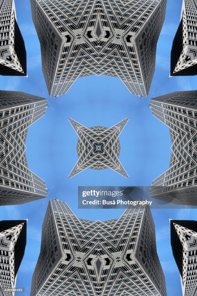 Impossible architectures: digital manipulation of the Beisheim Center on Berlin's Potsdamer Platz. Berlin, Germany