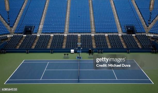 empty tennis stadium with seats - tennis court ストックフォトと画像