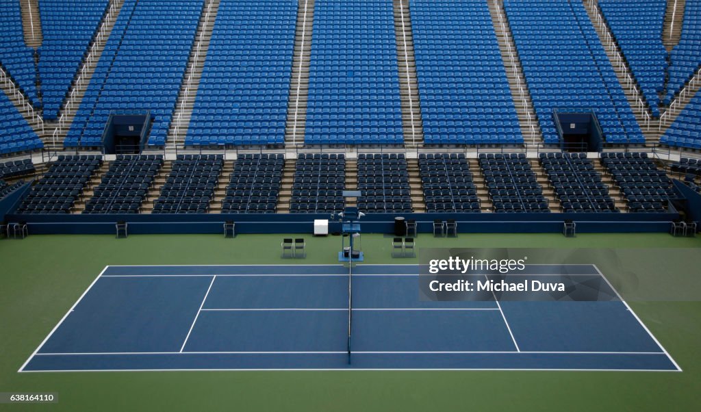 Empty tennis stadium with seats