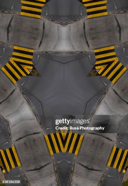 impossible space: digital manipulation of aerial view of a road with road markings in st. mortiz, switzerland - escher stock pictures, royalty-free photos & images