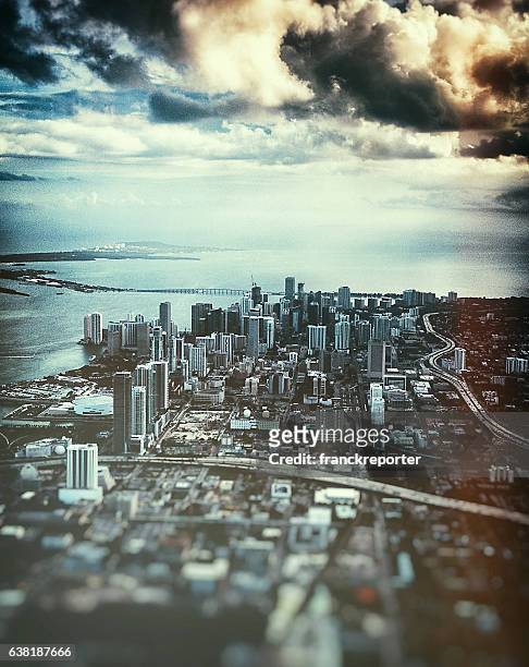 miami downtown aerial view - miami architecture stock pictures, royalty-free photos & images