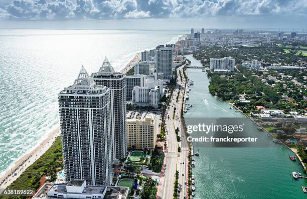 fort lauderdale strip aerial view - hollywood beach bildbanksfoton och bilder