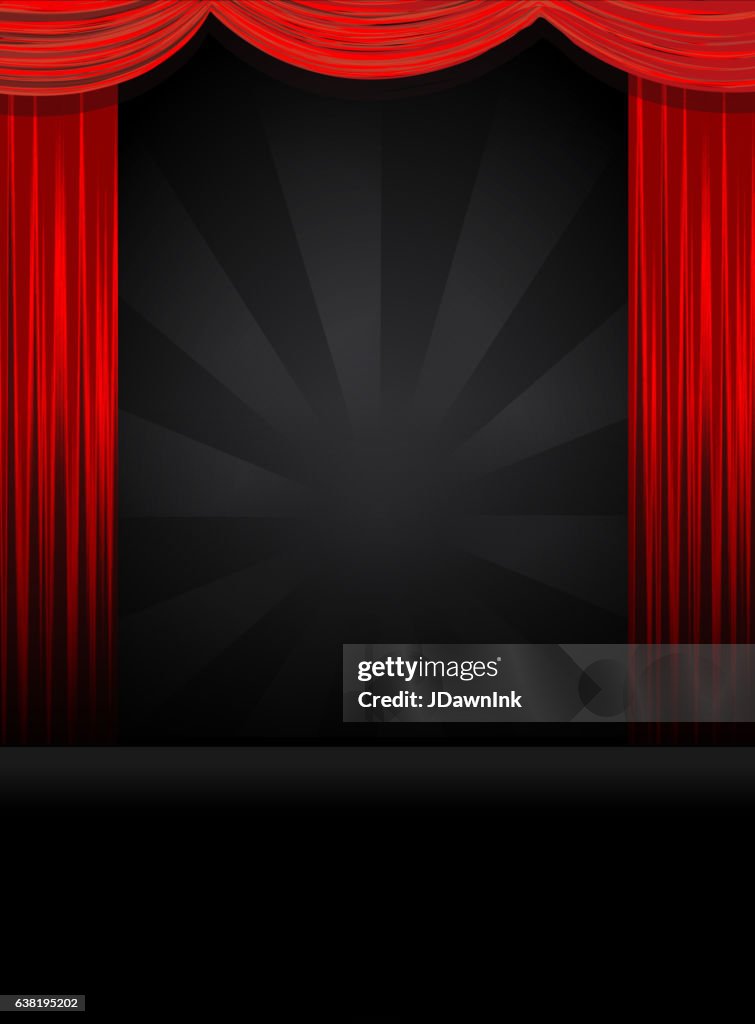 Theatre Stage in black with red curtains