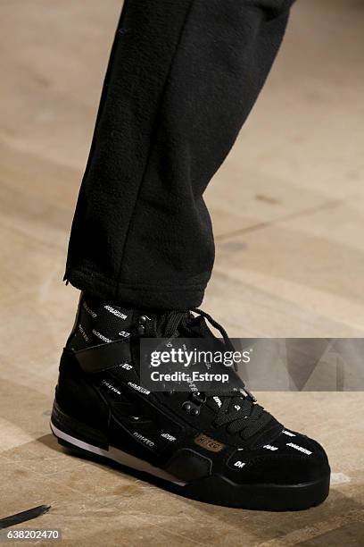 Shoe detail at the Christopher Shannon show during London Fashion Week Men's January 2017 collections at Topman Show Space on January 7, 2017 in...