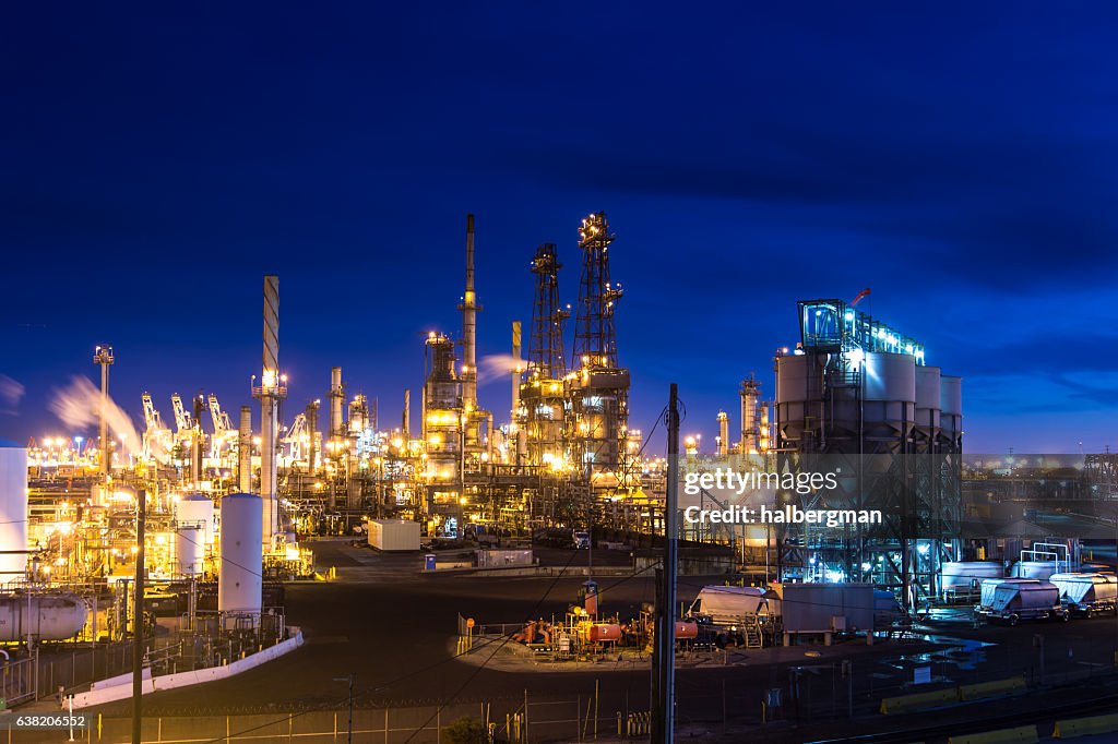 Glowing Oil Refinery
