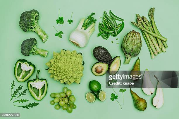 Green vegetables shoot from above over head