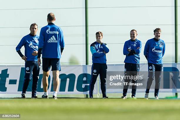 Head couch Markus Weinzierl of Schalke, Head couch Markus Zetlmeis of Schalke, Co-Head couch Wolfgang Beller of Schalke, Co-Head couch Sven Huebscher...