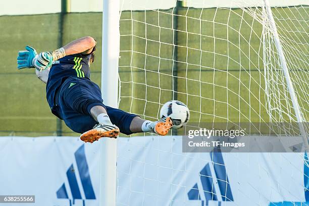 Goalkeeper Fabian Giefer of Schalke in action during the Training Camp of FC Schalke 04 at Hotel Melia Villaitana on January 08, 2017 in Benidorm,...