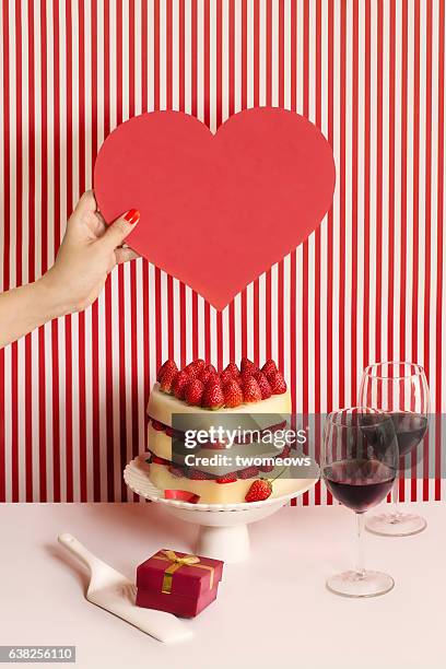 valentine's day inspired text space food image. - wine glass finger food stock-fotos und bilder