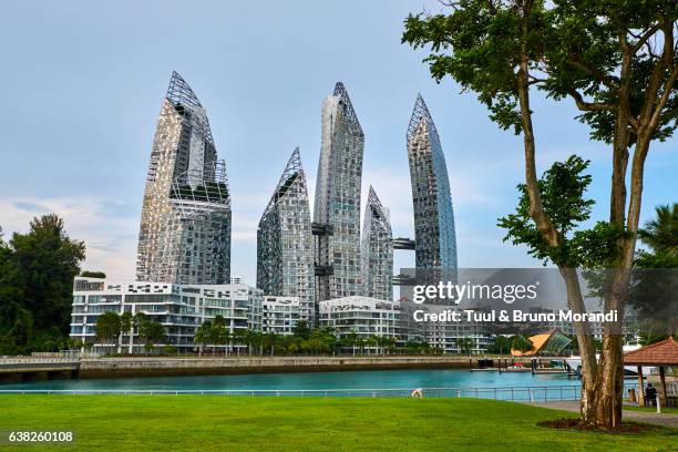 singapore, reflections at keppel bay - singapore building stock pictures, royalty-free photos & images