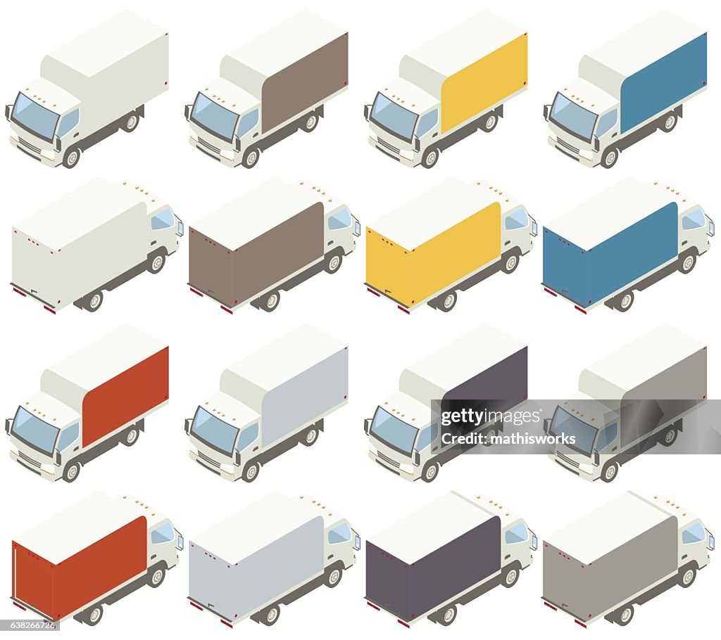 Box Trucks Isometric Illustration