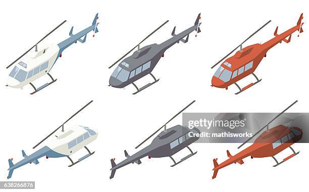 ilustrações, clipart, desenhos animados e ícones de ilustração isométrica de helicópteros - helicóptero