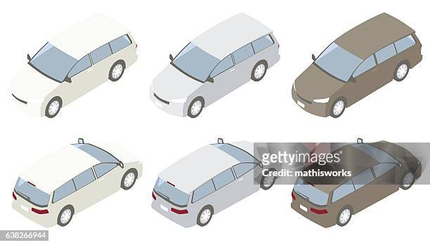 minivans isometric illustration - mathisworks architecture stock illustrations