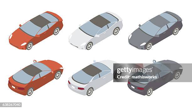 sportwagen isometrische illustration - auto silber stock-grafiken, -clipart, -cartoons und -symbole