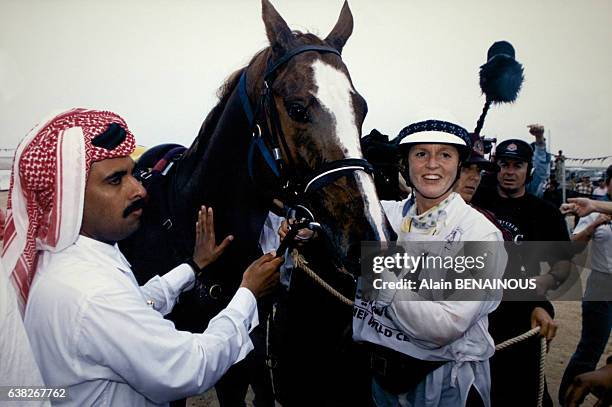 La duchesse d'York Sarah Ferguson juste après le Marathon International du Qatar le 23 mars 1996.