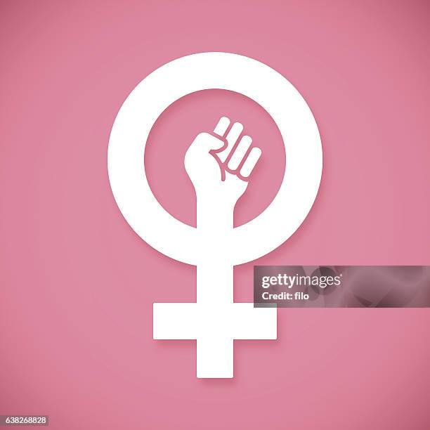 女性の力は拳を上げた - female symbol点のイラスト素材／クリップアート素材／マンガ素材／アイコン素材
