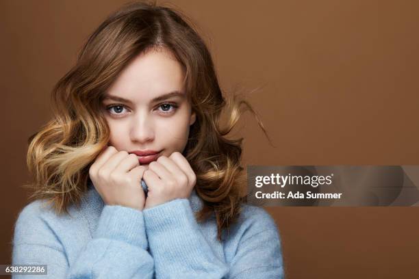 young woman in a blue outfit - ombre hairstyle stock pictures, royalty-free photos & images