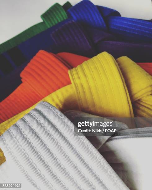 martial art belts - karate belt stock pictures, royalty-free photos & images