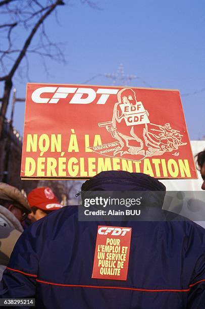 Demonstration of Electricité de France and Gaz de France agents, in France, on November 23, 1993.