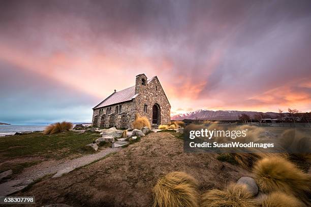 church of the good shepherd, new zealand - tekapo stock pictures, royalty-free photos & images