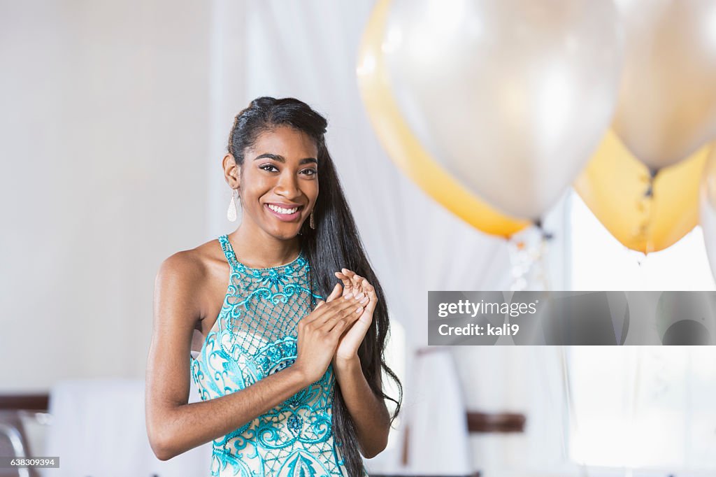 Young African American woman in elegant dress