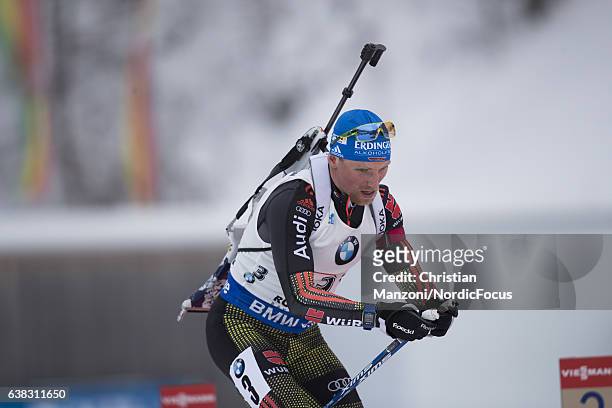 Eric Lesser of Germany competes during the 4x7.5 km men's Relay on January 11, 2017 in Ruhpolding, Germany.