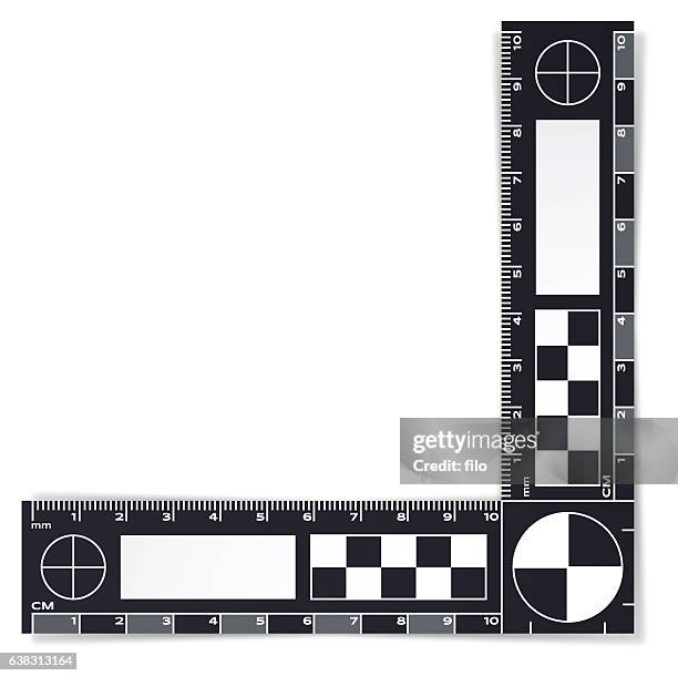 forensic police evidence ruler - crime scene stock-grafiken, -clipart, -cartoons und -symbole