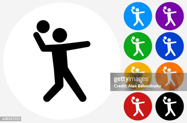 stockillustraties, clipart, cartoons en iconen met serving icon on flat color circle buttons - playing dodgeball
