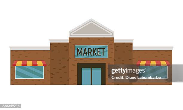 simple cartoon grocery store - storefront exterior stock illustrations