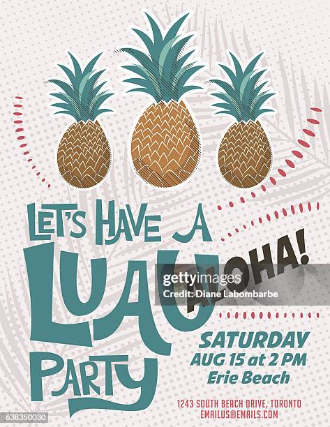 vintage style luau party invitation template - pineapple vector stock illustrations