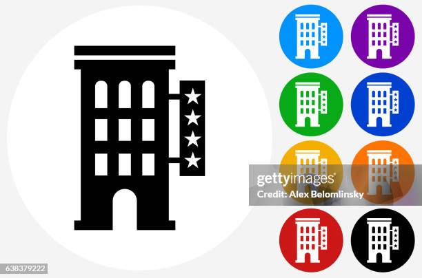 four star hotel icon on flat color circle buttons - inn stock illustrations