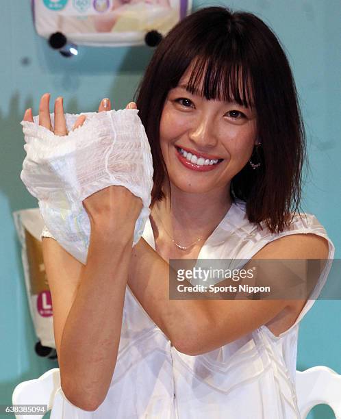 Personality Yukina Kinoshita attends Pampers promotional event on May 20, 2016 in Tokyo, Japan.