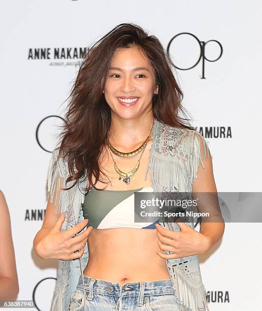 Personality Anne Nakamura attends Ocean Pacific/Anne Nakamura swimsuits promotional event on July 5, 2016 in Tokyo, Japan.