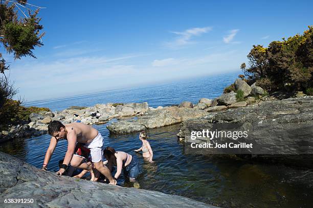 swimming at bloody bridge river in northern ireland - county down stock pictures, royalty-free photos & images