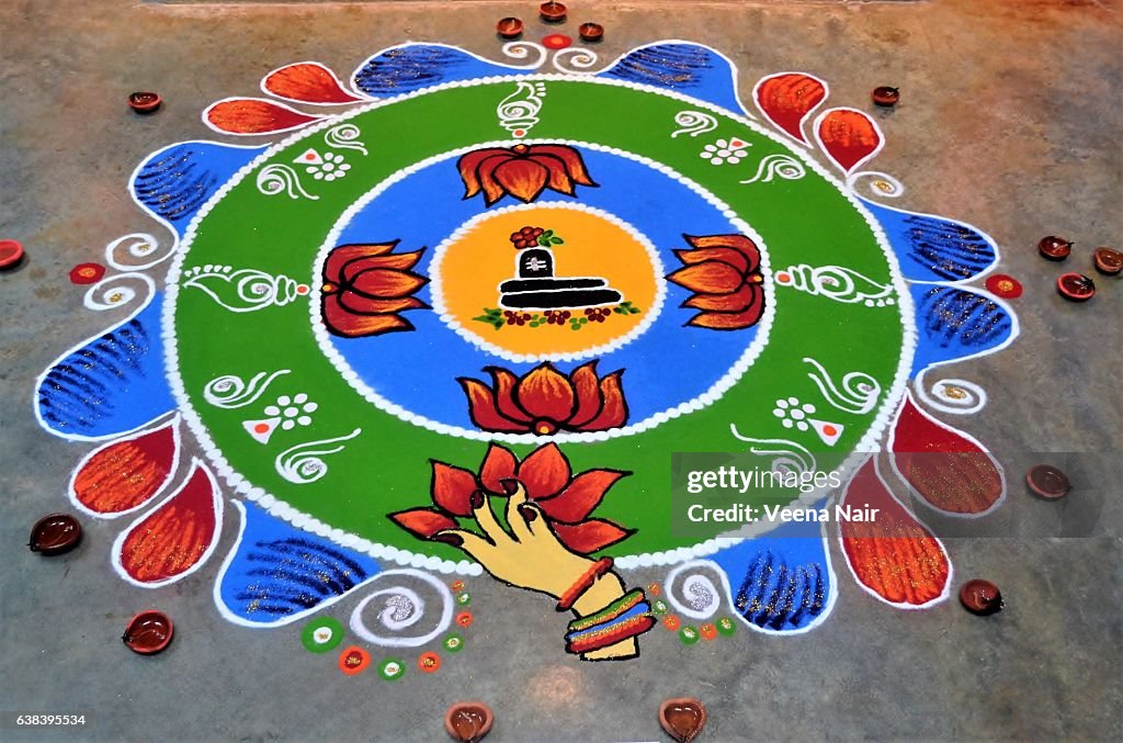 Traditional,colourful Rangoli/Alapana/Kolam