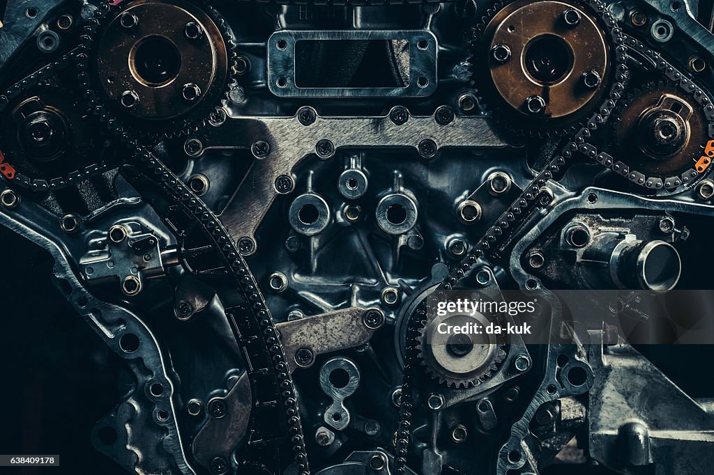 Close-up do motor do carro V8