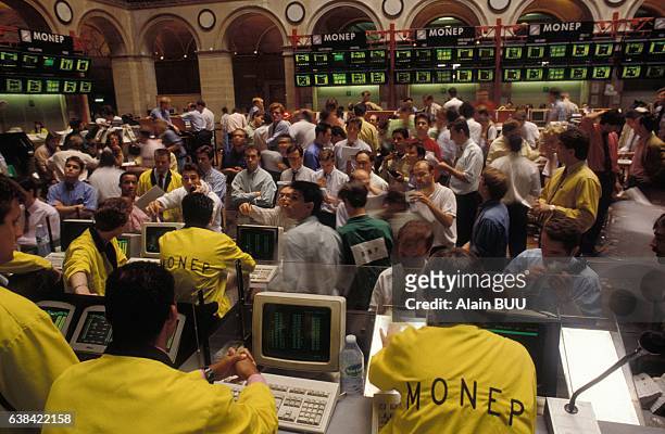 La bourse de Paris au lendemain du OUI au référendum sur le traité de Maastricht le 21 septembre 1992 à Paris, France.