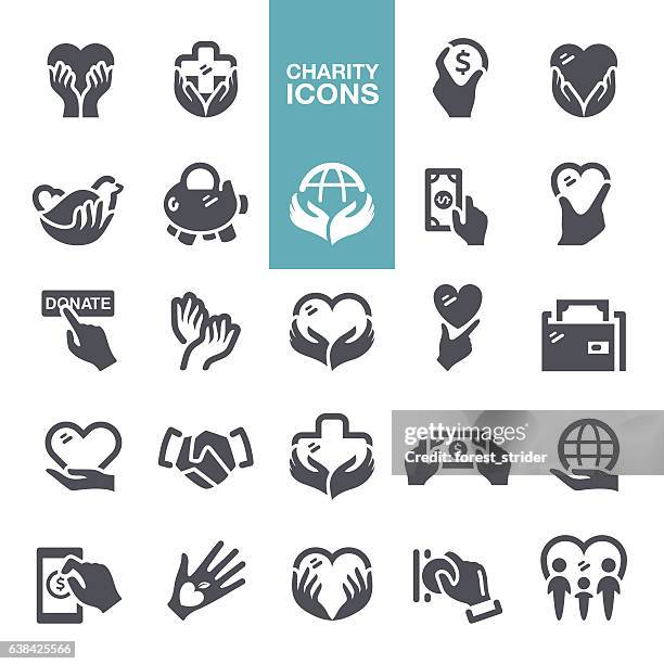 charity and donate icons - child poverty stock illustrations